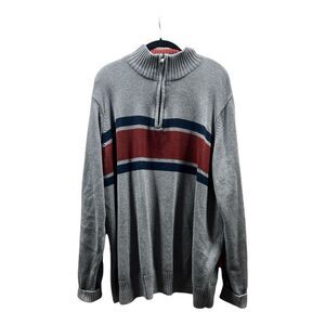 Eddie Bauer Men's Sweater Pullover‎ 1/4 Zip Size XXL Gray Strip